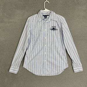 Ralph Lauren Rowing Club Shirt Women 12 Embroidered Crest‎  Slim Fit Button Down